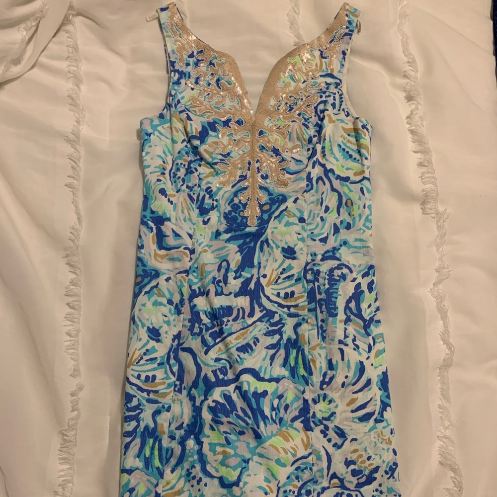 Lilly Pulitzer Gabby Shift Dress in Bennet Blue Salty Seas